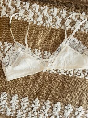 Urban Outfitters Cream Lace Triangle Bralette